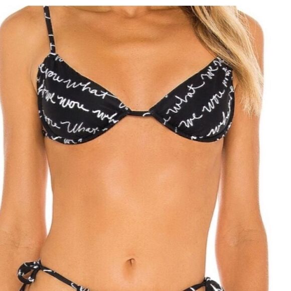 NWT WeWoreWhat Ruched Underwire Top in Logo Scribble Size Small! - Picture 2 of 12
